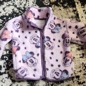 Disney Purple Lavender Minnie Mouse Sherpa Zip-Up Jacket
